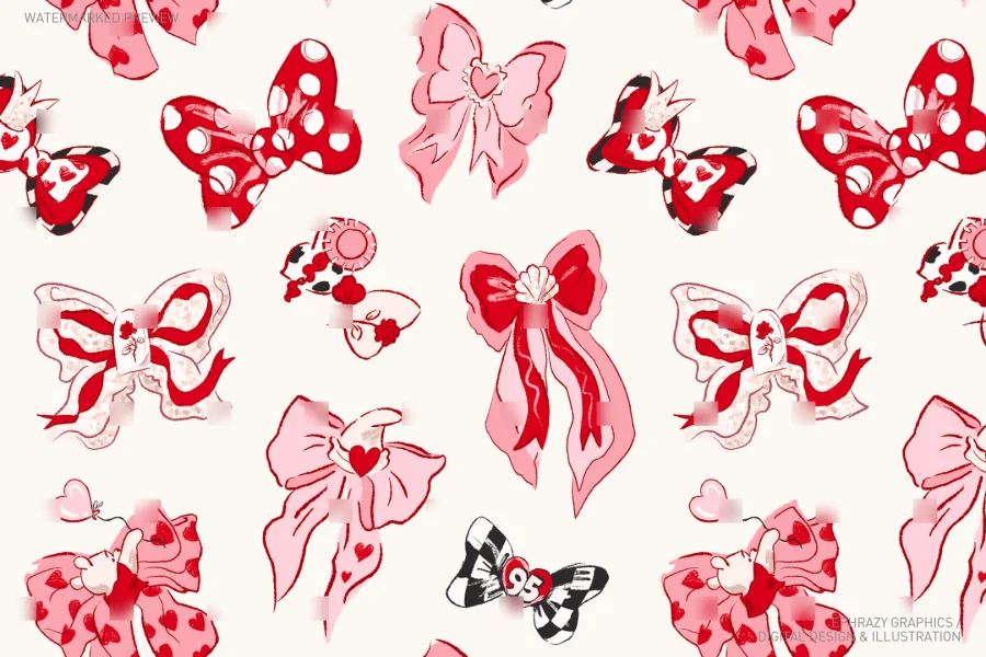 Valentine's Day Bows Seamless Pattern [030] - 2
