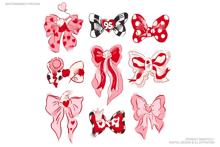 Valentine's Day Bows Set [030] - 2