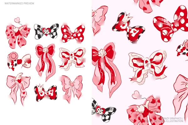 Valentine's Day Bows Set [030] - Sets