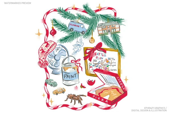 Christmas Tree With Christmas Movie Theme Ornaments Clip Art [034] - Clipart