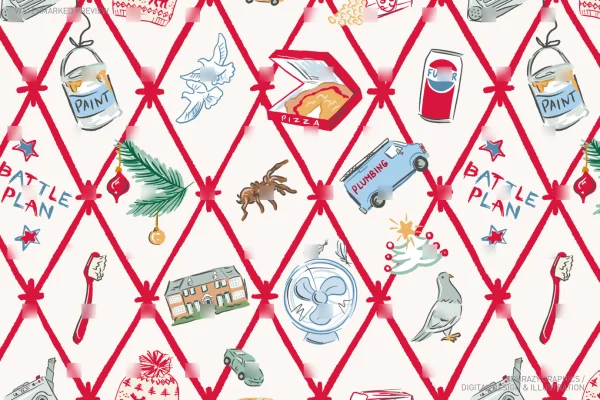Christmas Tree With Christmas Movie Theme Ornaments Seamless Pattern [034] - Seamless