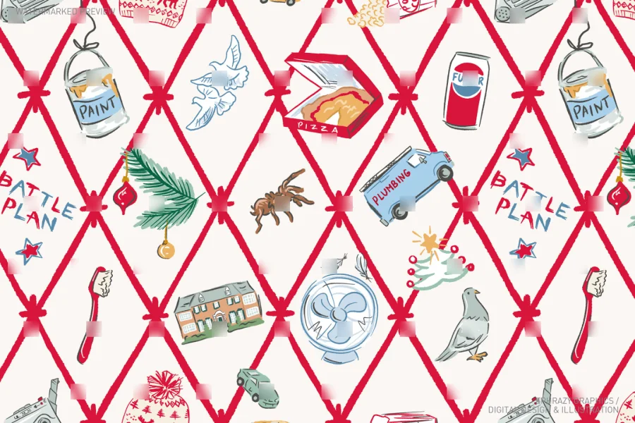 Christmas Tree With Christmas Movie Theme Ornaments Seamless Pattern [034] - 1
