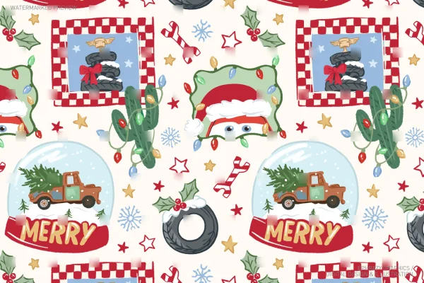 Christmas Cars With Frames Seamless Pattern [035] - Seamless