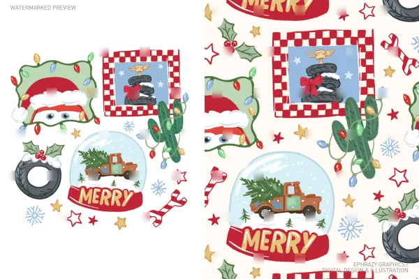 Christmas Cars With Frames Set [035] - Sets