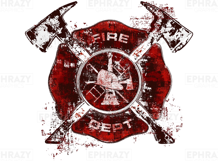 Firefighter Maltese Cross Fire Department Fireman Logo Grunge - SVG Cut ...