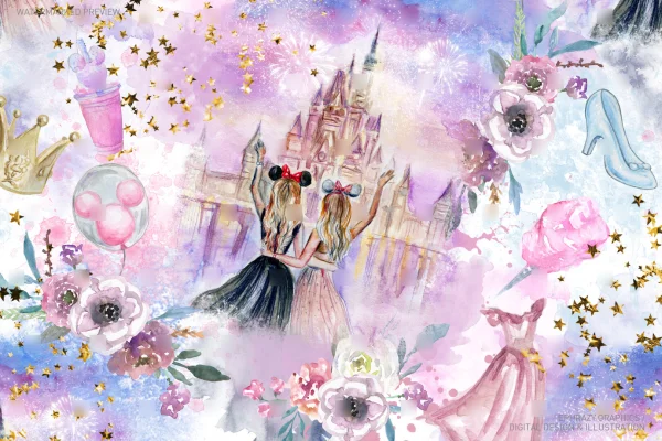 Besties at Disneyland Seamless Pattern [042] - Seamless
