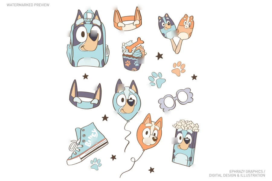 Bluey-themed items Clip Art [044] - 1