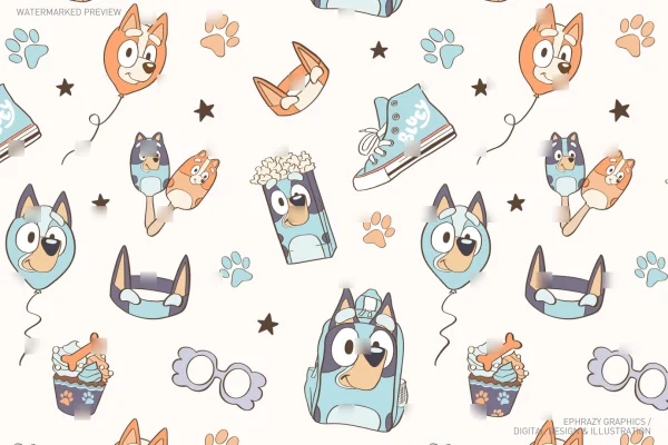 Bluey-themed items Seamless Pattern [044] - Seamless