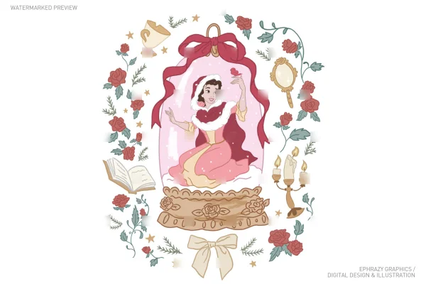 Christmas Belle With Snow Globe Clip Art [047] - Clipart