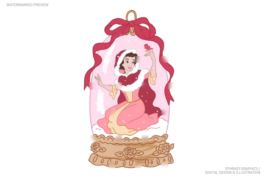 Christmas Belle With Snow Globe Clip Art [047] - 2