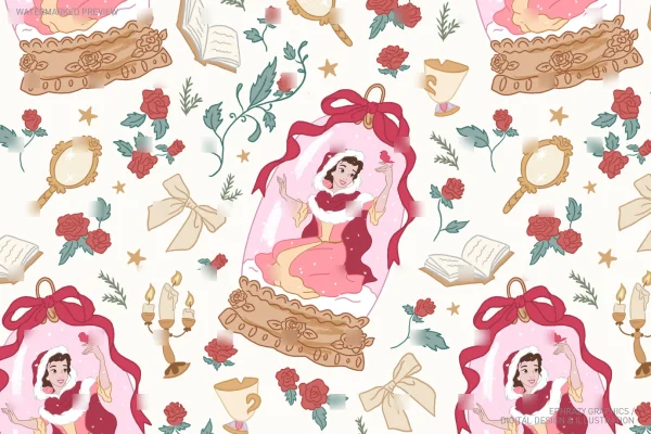Christmas Belle With Snow Globe Seamless Pattern [047] - Seamless