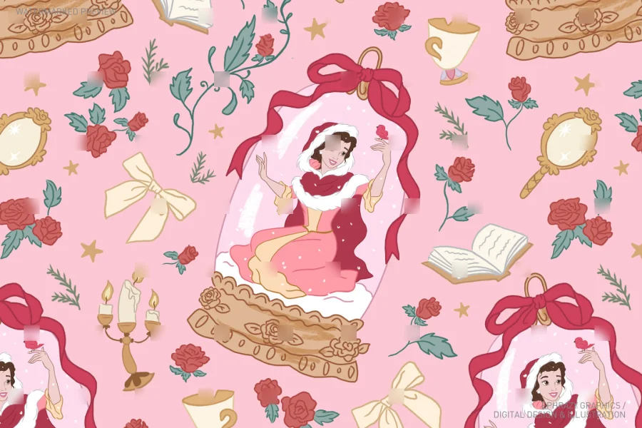 Christmas Belle With Snow Globe Seamless Pattern [047] - 3