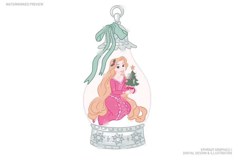 Christmas Rapunzel With Snow Globe Clip Art [048] - 2