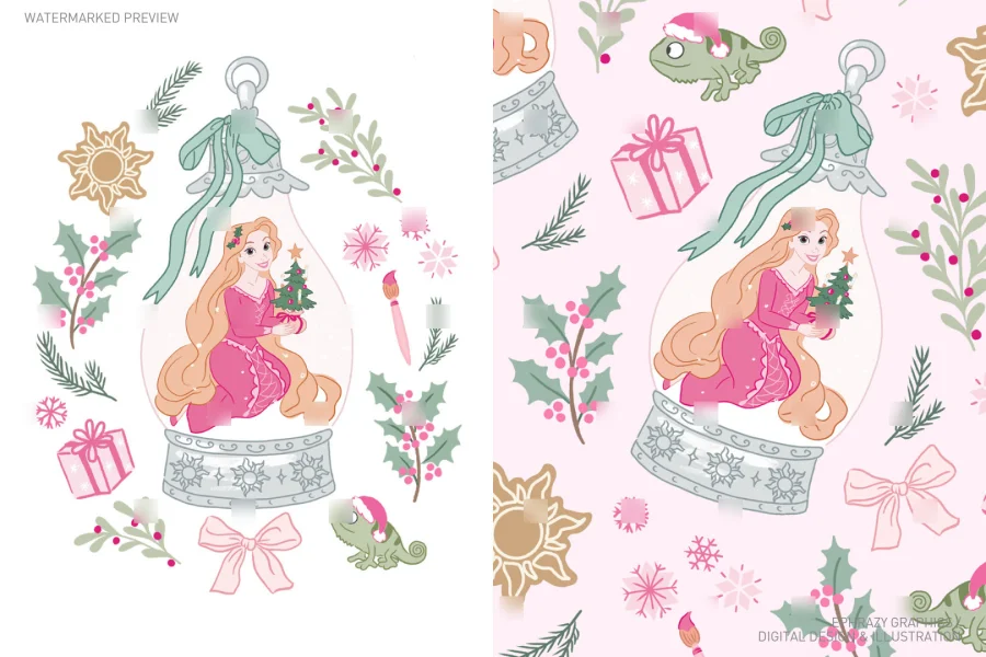 Christmas Rapunzel With Snow Globe Set [048] - 1