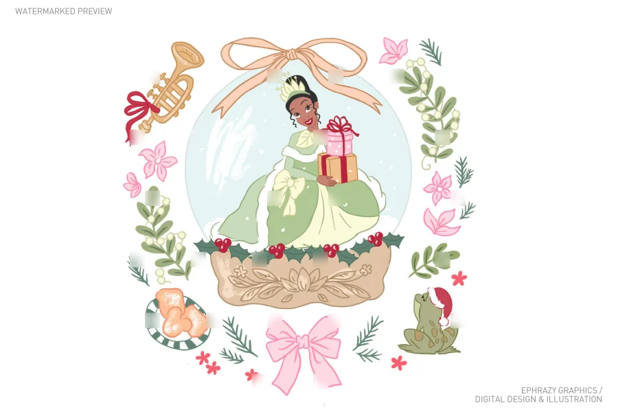 Christmas Tiana With Snow Globe Clip Art [049] - 1