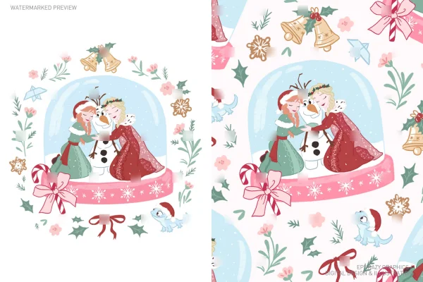 Christmas Frozen With Snow Globe Set [050] - Sets