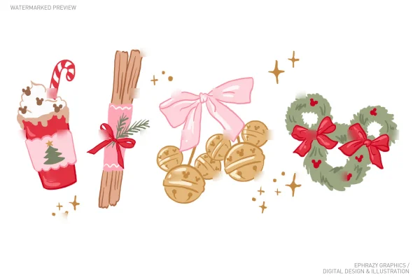 Christmas Coquette Mickey Gingle Bells Clip Art [051] - Clipart