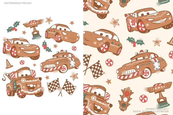 Christmas Gingerbread Cars Set [052] - Sets