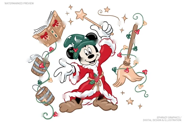 Christmas Mickey Sorcerer Santa Claus Clip Art [053] - Clipart