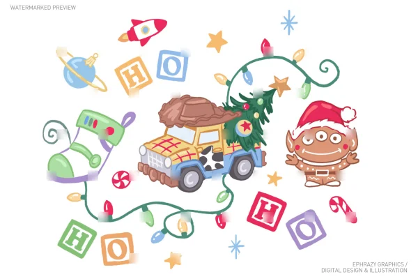 Christmas Toy Story Woody Truck Clip Art [054] - Clipart