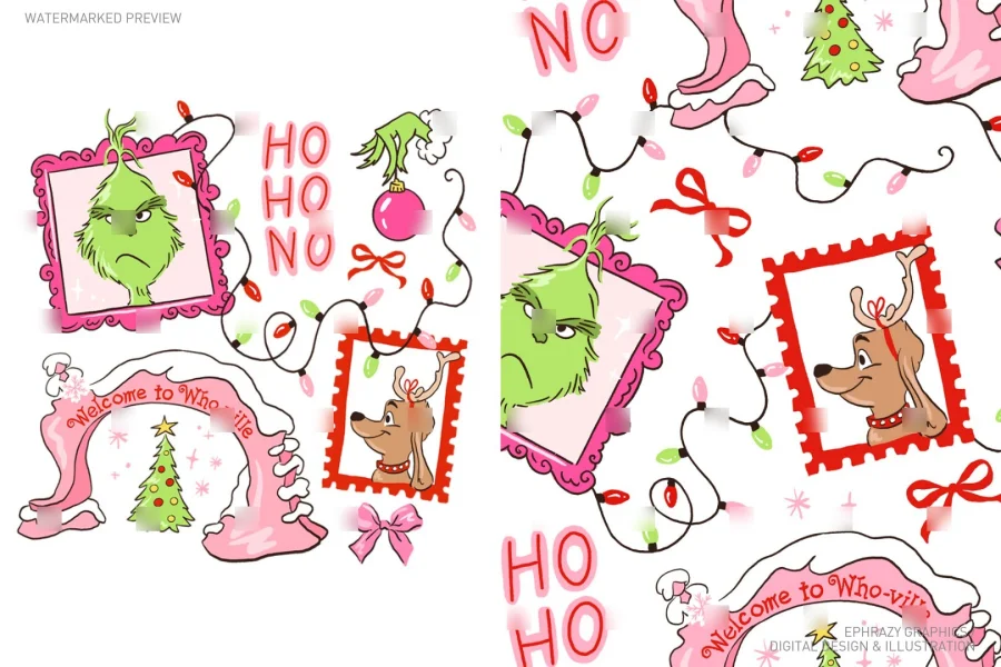 Christmas Grinch Pink Coquette Set [055] - 1