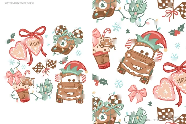 Christmas Cars Tow Mater Gingerbread Pink Coquette Set [056] - Sets