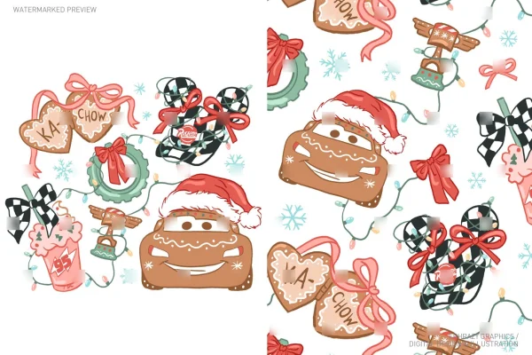 Christmas Cars Lightning McQueen Gingerbread Pink Coquette Set [057] - Sets