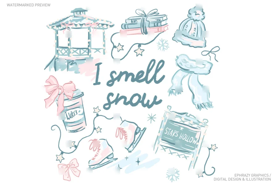 Gilmore Girls Stars Hollow I Smell Snow Pink Blue Coquette Set [058] - 2