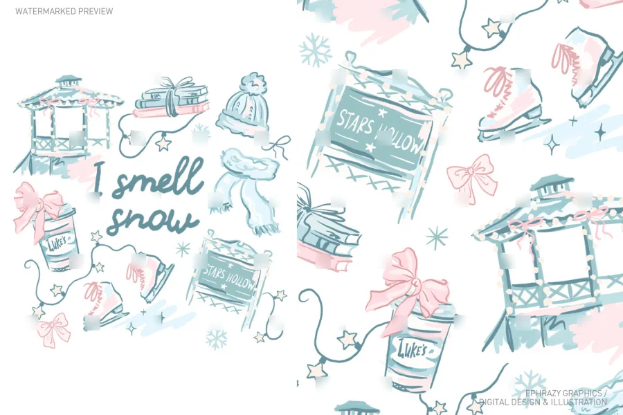 Gilmore Girls Stars Hollow I Smell Snow Pink Blue Coquette Set [058] - 1