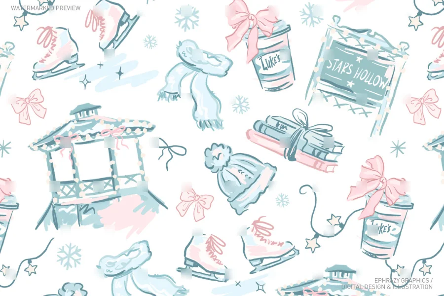 Gilmore Girls Stars Hollow I Smell Snow Pink Blue Coquette Set [058] - 3