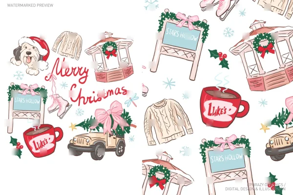 Gilmore Girls Stars Hollow Merry Christmas Pink Red Coquette Set [059] - Sets