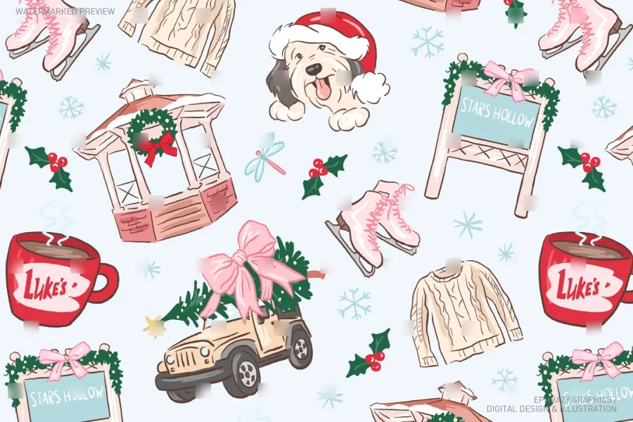 Gilmore Girls Stars Hollow Merry Christmas Pink Red Coquette Set [059] - 4