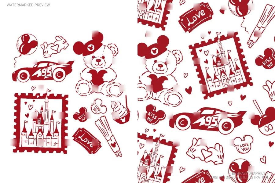 Valentine's Day Gender Neutral Teddy Bear and Castle Set [061] - 1