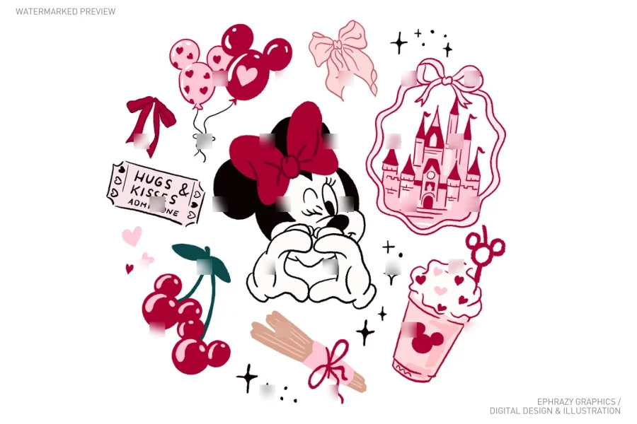 Valentine's Day Minnie Girly Pink Castle Set [062] - 3