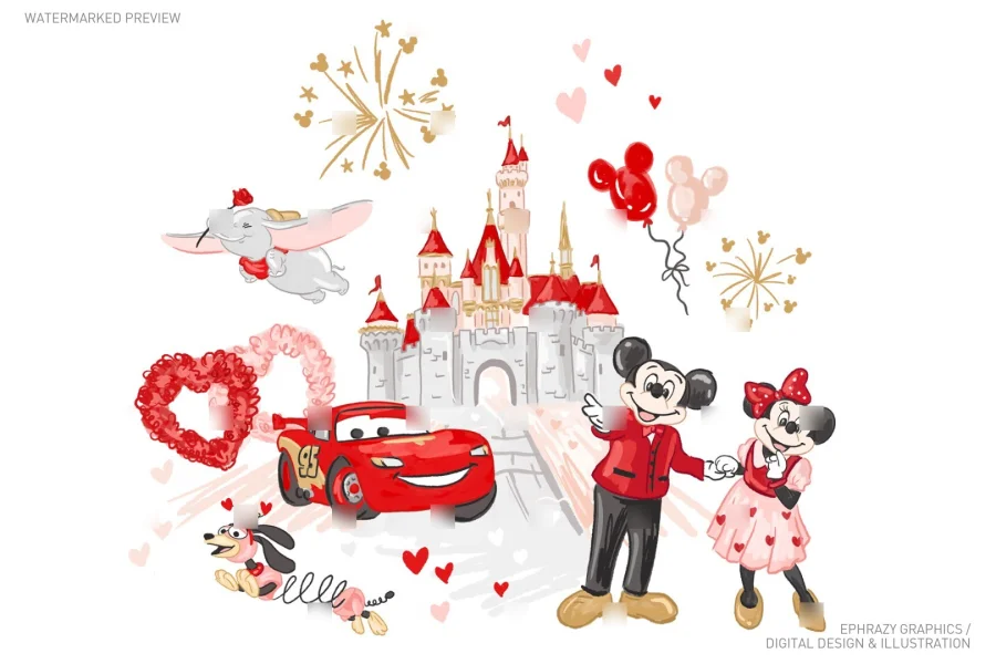 Valentine's Day Girly Castle Watercolor Clip Art [063] - 2