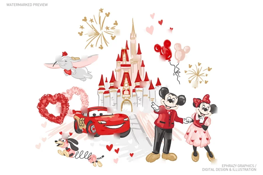 Valentine's Day Watercolor Castle Set [063] - 4