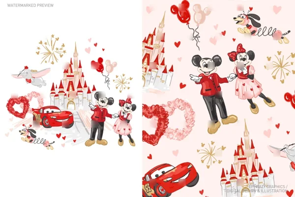 Valentine's Day Watercolor Castle Set [063] - Sets