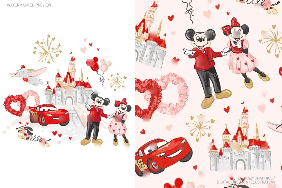 Valentine's Day Watercolor Castle Set [063] - 2