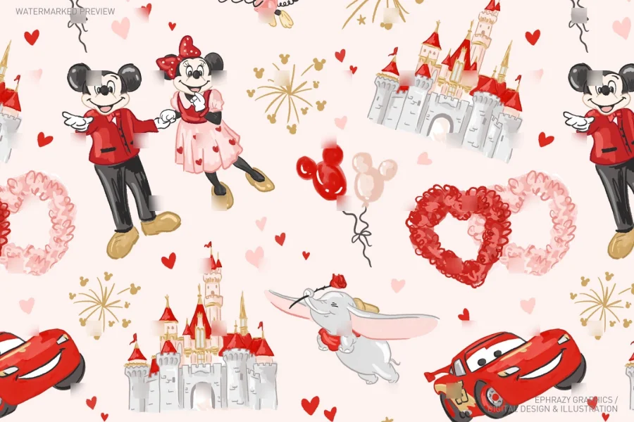 Valentine's Day Watercolor Castle Set [063] - 8