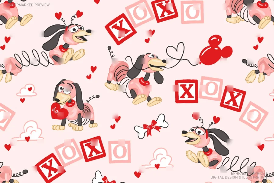 Valentine's Day Toy Story Slinky Seamless Pattern [064] - 2