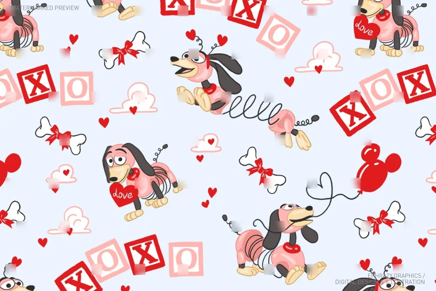 Valentine's Day Toy Story Slinky Seamless Pattern [064] - 3