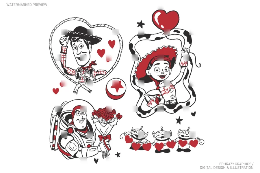 Valentine's Day Toy Story Gender Neutral Clip Art [065] - 1