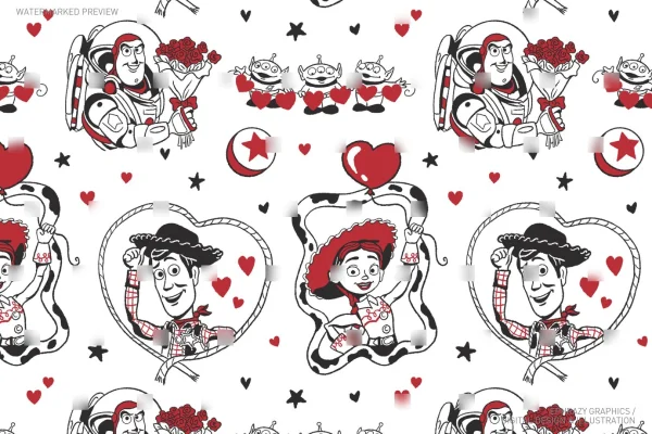 Valentine's Day Toy Story Gender Neutral Seamless Pattern [065] - Seamless
