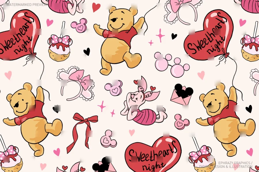 Valentine's Day Winnie The Pooh Sweethearts Night Set [066] - 4