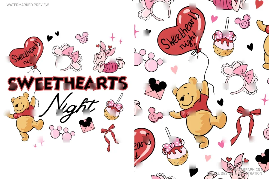 Valentine's Day Winnie The Pooh Sweethearts Night Set [066] - 1