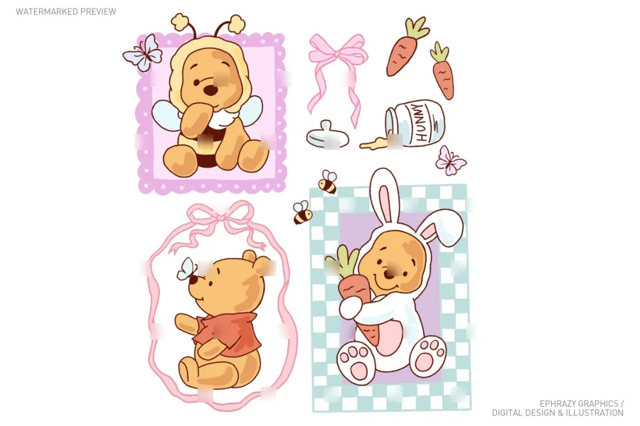 Easter Spring Winnie The Pooh Clip Art [067] - 3