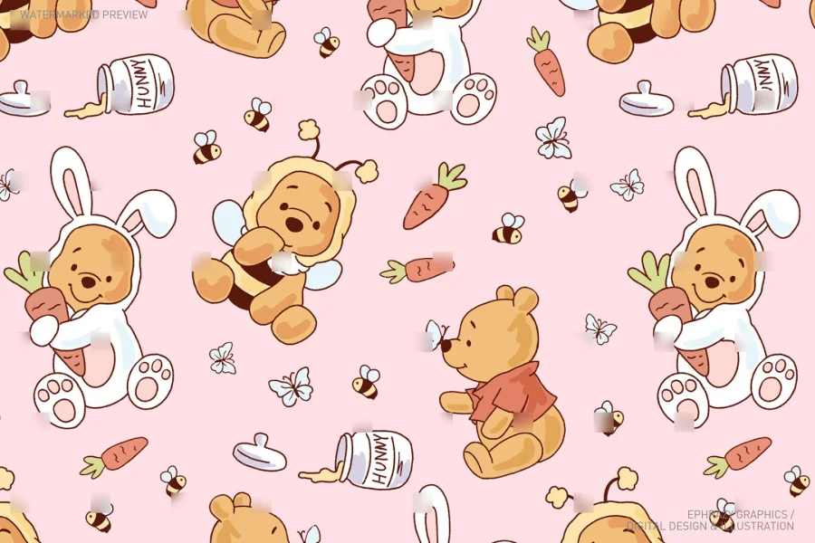 Easter Spring Winnie The Pooh Seamless Pattern [067] - 6