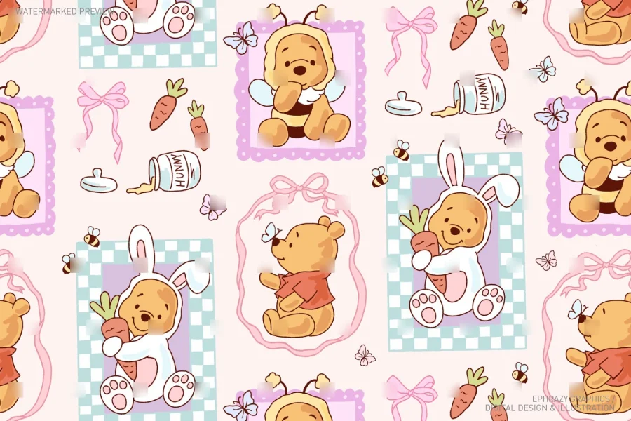 Easter Spring Winnie The Pooh Seamless Pattern [067] - 3