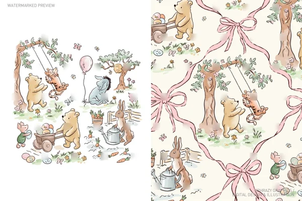 Easter Spring Winnie The Pooh Watercolor Set [068] - Sets