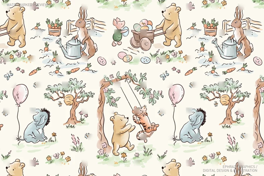 Easter Spring Winnie The Pooh Watercolor Set [068] - 5